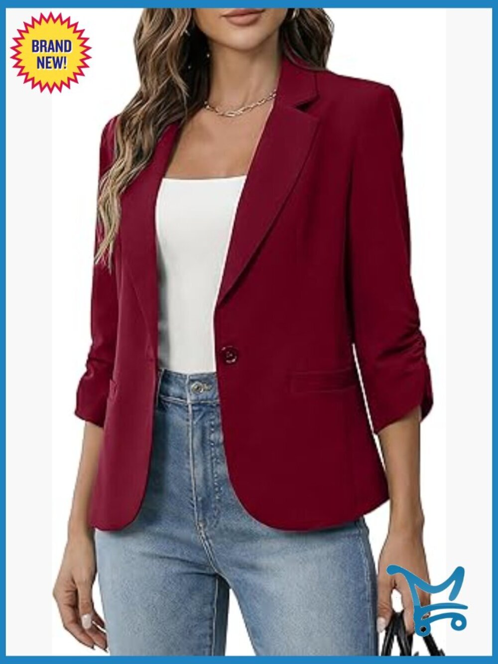 Lightweight 3/4 Sleeve Blazer Business Casual Work Jacket